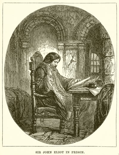 Sir John Eliot in de gevangenis door English School