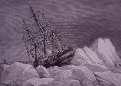 Sir John Franklin, expeditie van 1845 om de Noordwestelijke Doorvaart te vinden, schip Terror vast in ijs, late 19e eeuw door English School