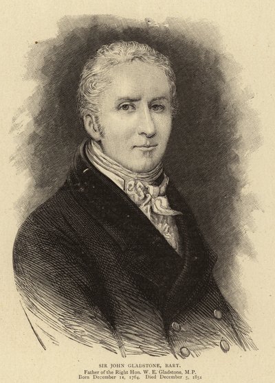 Sir John Gladstone, Bart (gravure) door English School