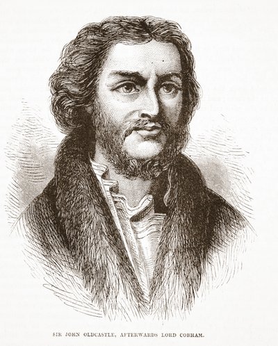 Sir John Oldcastle, later Lord Cobham, illustratie uit De Geschiedenis van het Protestantisme door James Aitken Wylie, 1878 door English School