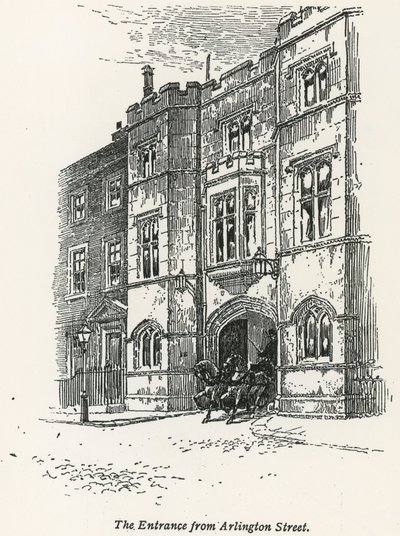 Sir John Penders Huis, de ingang van Arlington Street, Londen door English School