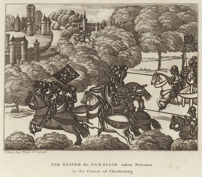 Sir Oliver du Guesclin gevangen genomen in het Bos van Cherbourg door English School