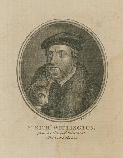 Sir Richard Whittington van een schilderij in Mercers Hall door English School