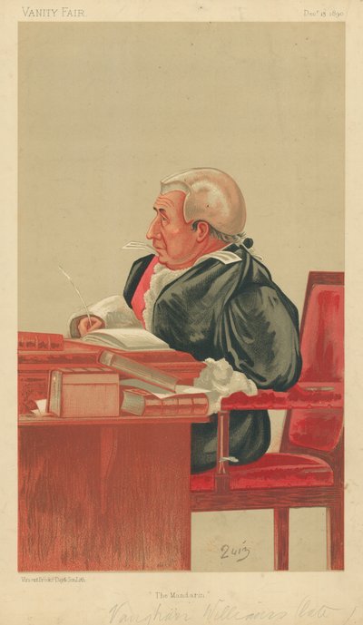 Sir Roland Vaughan Williams, De Mandarijn, 13 december 1890, Vanity Fair cartoon door English School