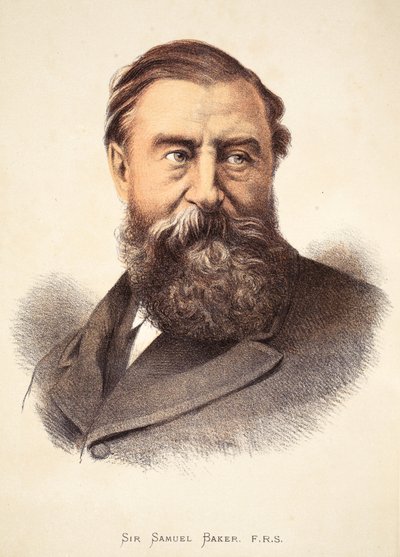 Sir Samuel Baker, illustratie uit De Geïllustreerde Editie van het Leven en de Ontdekkingen van David Livingstone door J. Ewing Richie, uitgegeven door A. Fullarton & Co., 1876 door English School
