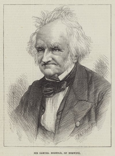 Sir Samuel Bignold, uit Norwich (gravure) door English School