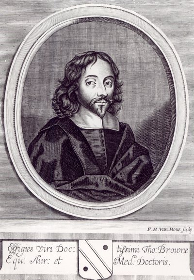 Sir Thomas Browne (1605-82), gegraveerd door Frederick Hendrick van Hove door English School