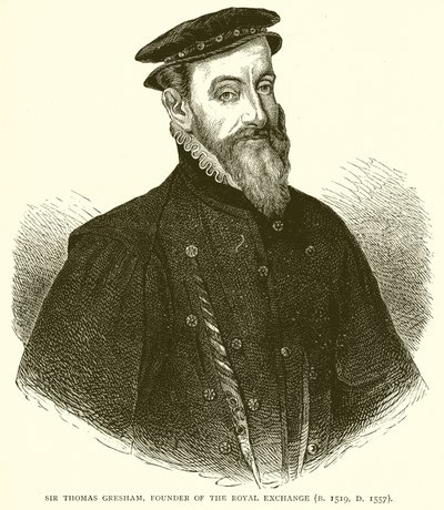 Sir Thomas Gresham, Stichter van de Royal Exchange (geb. 1519, gest. 1557) door English School