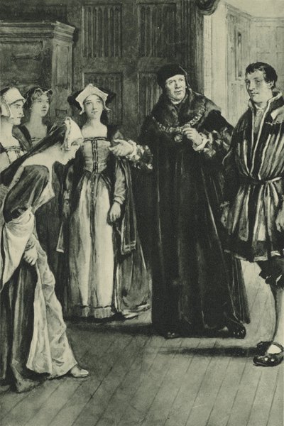 Sir Thomas More brengt Holbein thuis door English School