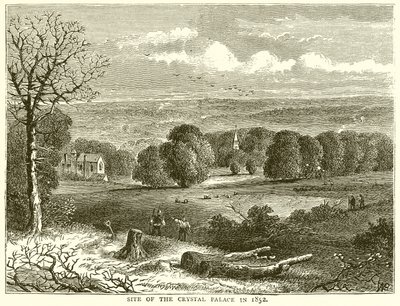 Locatie van het Crystal Palace in 1852 door English School