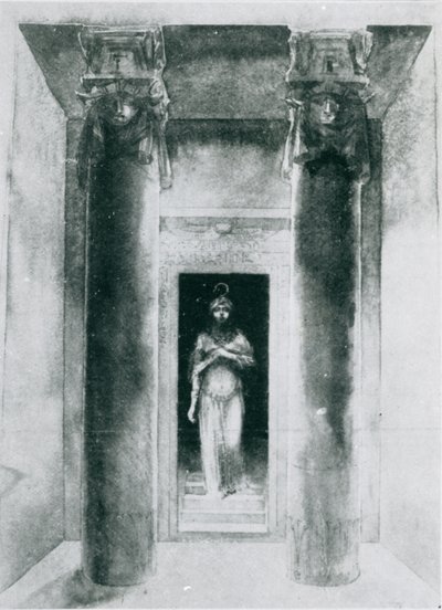 Schets van Moina Mathers (1865-1928) in de rol van de Hogepriesteres Anari, werkend aan de Riten van Isis, Parijs, 1899 door English School