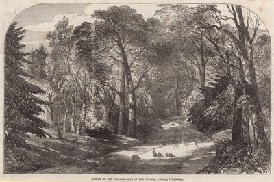 Schets van de voorgestelde locatie van het Crystal Palace, Sydenham door English School
