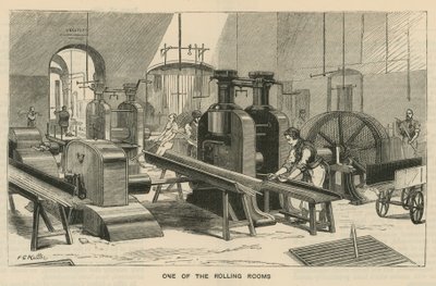Schetsen bij de Royal Mint, Tower Hill; een van de walskamers door English School