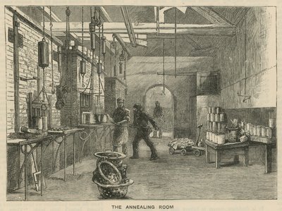 Schetsen bij de Royal Mint, Tower Hill; de Gloeikamer door English School