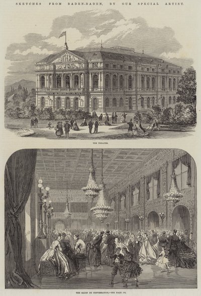 Schetsen uit Baden-Baden (gravure) door English School