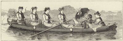 Schetsen vanaf een stoomboot bij Henley Regatta door English School