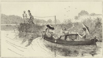 Schetsen vanaf een stoomboot bij Henley Regatta door English School