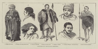 Schetsen van Abessijnse kostuums door English School