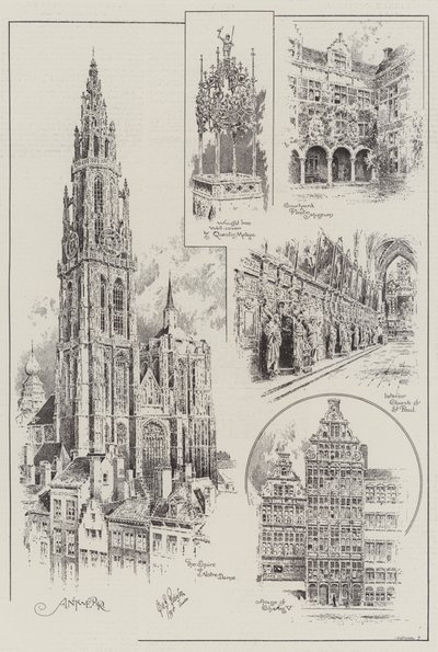 Schetsen van Antwerpen (gravure) door English School