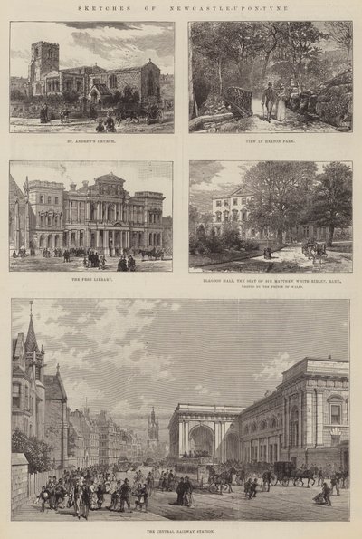 Schetsen van Newcastle-upon-Tyne door English School