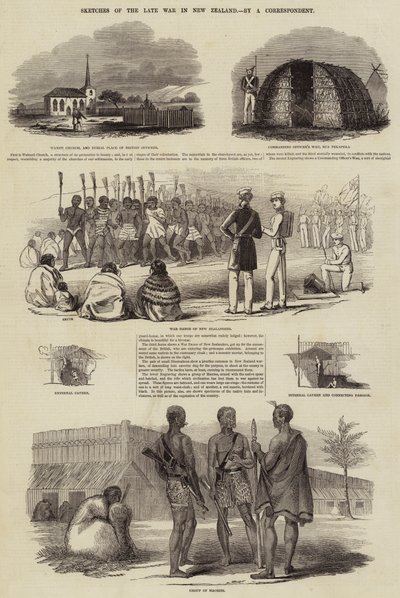 Schetsen van de Laatste Oorlog in Nieuw-Zeeland (gravure) door English School