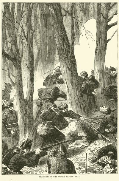 Schermutseling in het bos voor Metz, september 1870 door English School