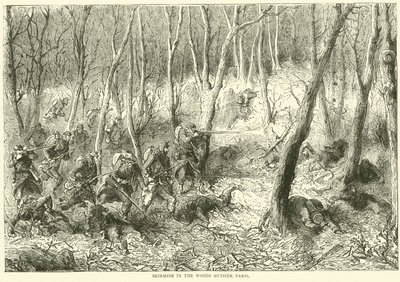Schermutseling in de bossen buiten Parijs, oktober 1870 door English School