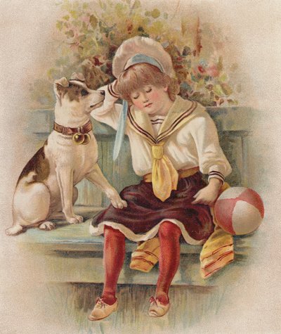 Slapend Meisje en haar Hond door English School
