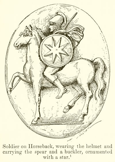 Soldaat te Paard, met Helm, Speer en Schild versierd met een Ster door English School