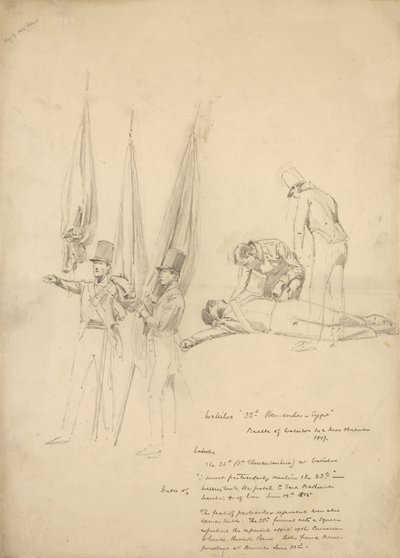 Soldaten van Waterloo (potlood op papier) door English School