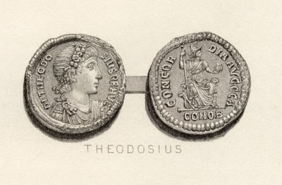 Solidus munt uit de tijd van Theodosius de Grote door English School