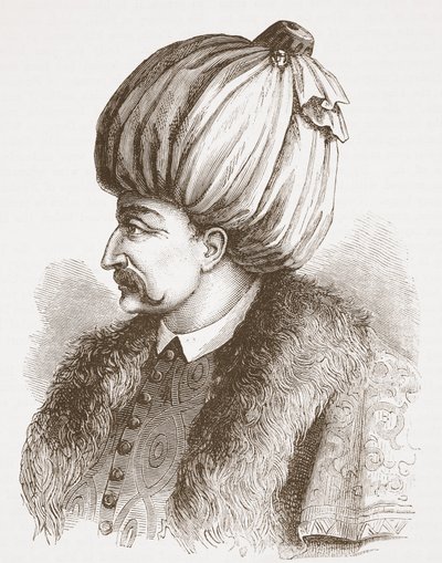 Soliman de Grote (naar een prent in de Bibliothèque Nationale), illustratie uit De Geschiedenis van het Protestantisme door James Aitken Wylie, 1878 door English School