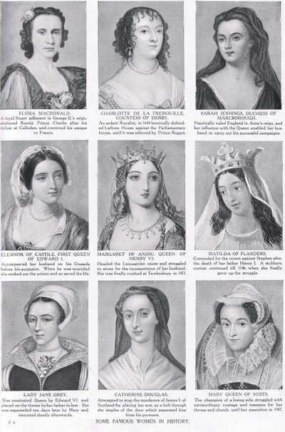 Enkele beroemde vrouwen in de geschiedenis, illustratie uit Hutchinsons Geschiedenis van de Naties door English School