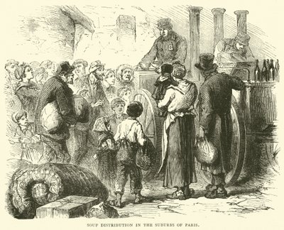 Soepuitdeling in de buitenwijken van Parijs, december 1870 door English School