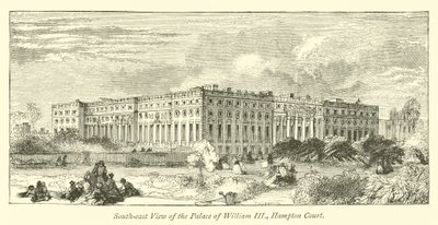 Zuidoostelijk Uitzicht op het Paleis van Willem III, Hampton Court door English School