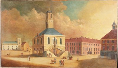 Marktplaats van South Shields, ca. 1800 door English School
