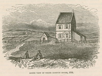 Zuidelijk uitzicht op White Conduit House, Islington, Londen door English School