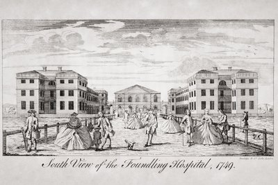 Zuidelijk uitzicht op het Weeshuis, Londen, 1749 door English School