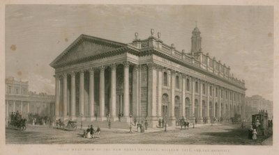 Zuidwestelijke aanblik van de nieuwe Royal Exchange, Londen door English School