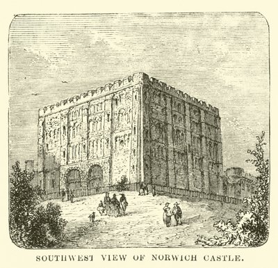 Zuidwest uitzicht op Norwich Castle door English School