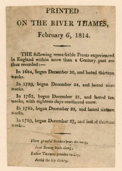 Souvenir van de Frost Fair van 1814 door English School
