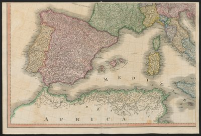 Spanje en Portugal, uit Europa, beschrijvend alle veranderingen van Gebied, samen met hun afwijkingen in de grenslijnen van de verschillende Rijken en Staten, overeengekomen en bevestigd door het definitieve verdrag van Parijs, 20 november 1815, gepublicee door English School