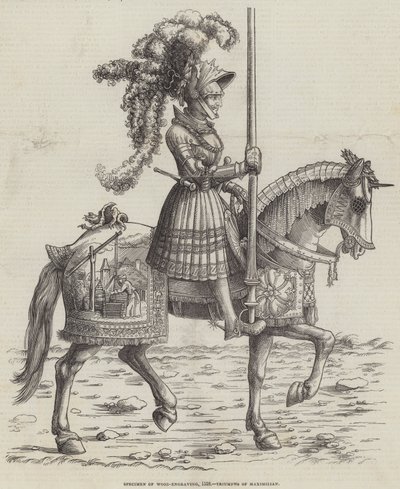 Specimen van houtsnede, 1518, Triomfen van Maximiliaan door English School