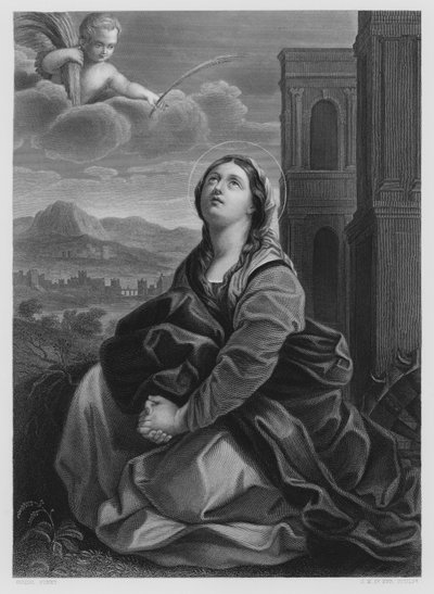 St. Catharina, van het schilderij in de Koninklijke Collectie (gravure) door English School
