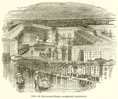 St. Katherines Docks, zoals Oorspronkelijk Gebouwd door English School