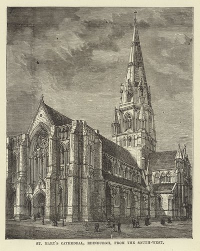 St Marys-kathedraal, Edinburgh, vanuit het zuidwesten door English School