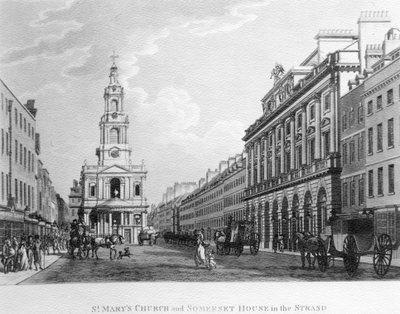 St. Marys Kerk en Somerset House in de Strand, 1796 door English School