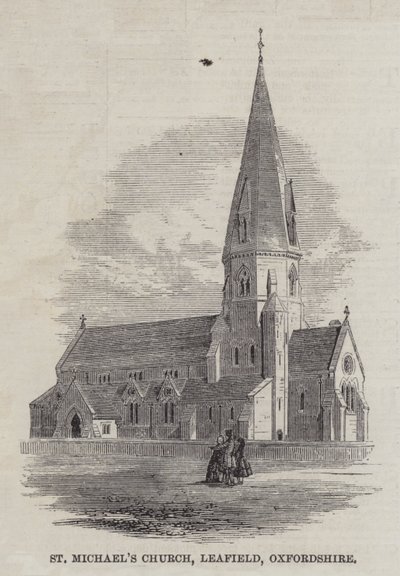 De Kerk van St. Michael, Leafield, Oxfordshire (gravure) door English School