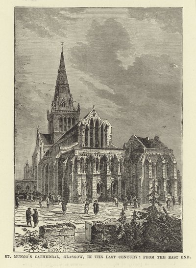 St Mungos-kathedraal, Glasgow, in de vorige eeuw, vanuit het oostelijke einde door English School