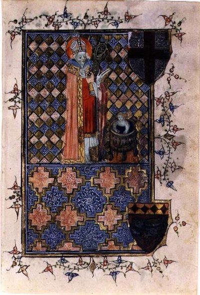 Sint Nicolaas wekt een jongeling tot leven, uit een getijdenboek, c.1400-40 door English School